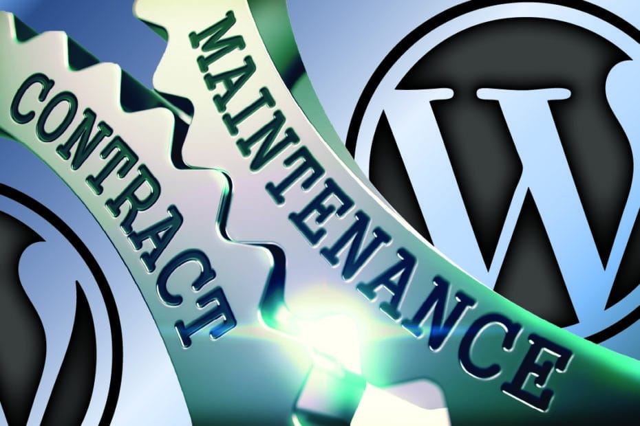 WordPress Maintenance Contract Concept showing gears